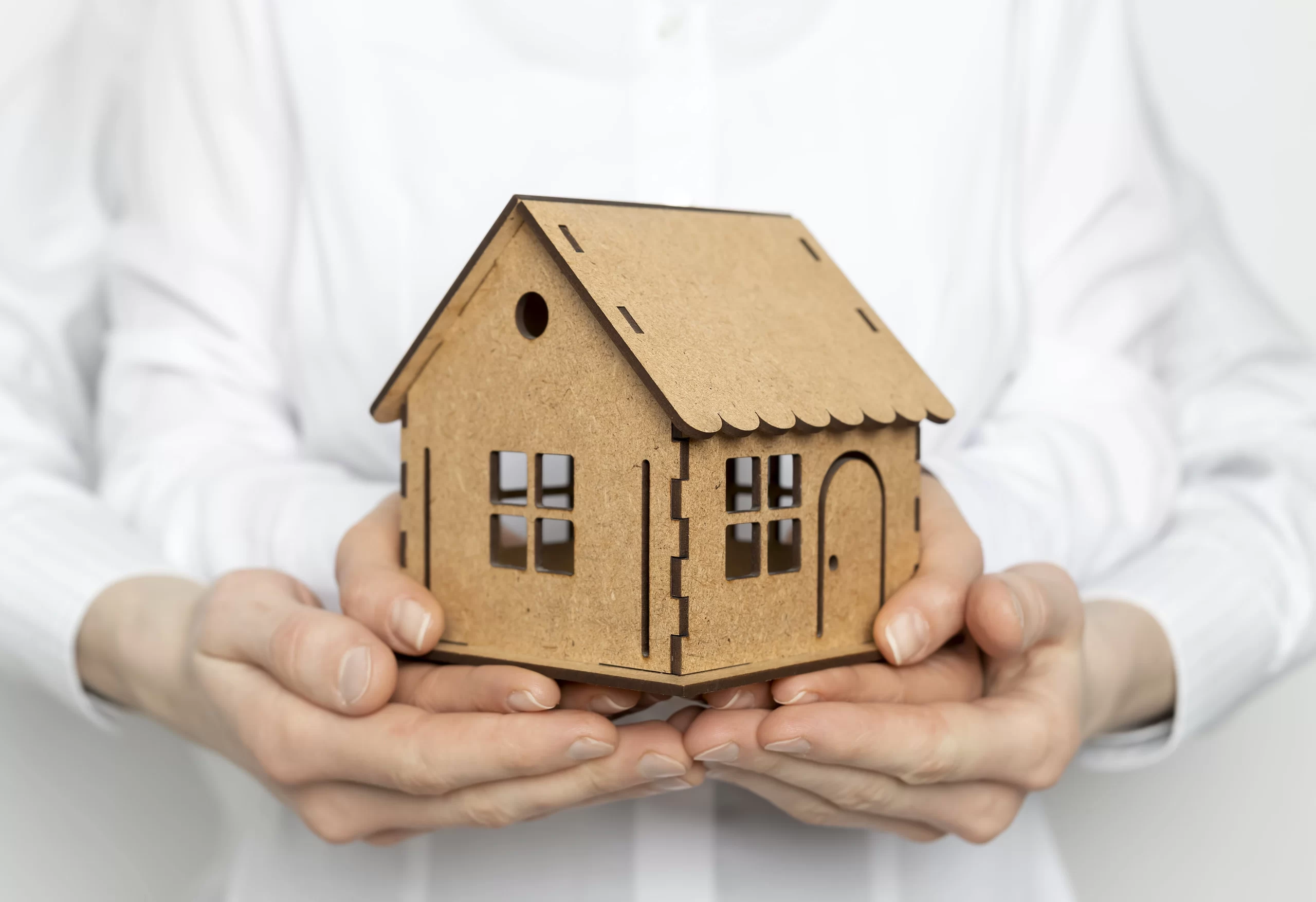 אדם מחזיק בית מקרטון